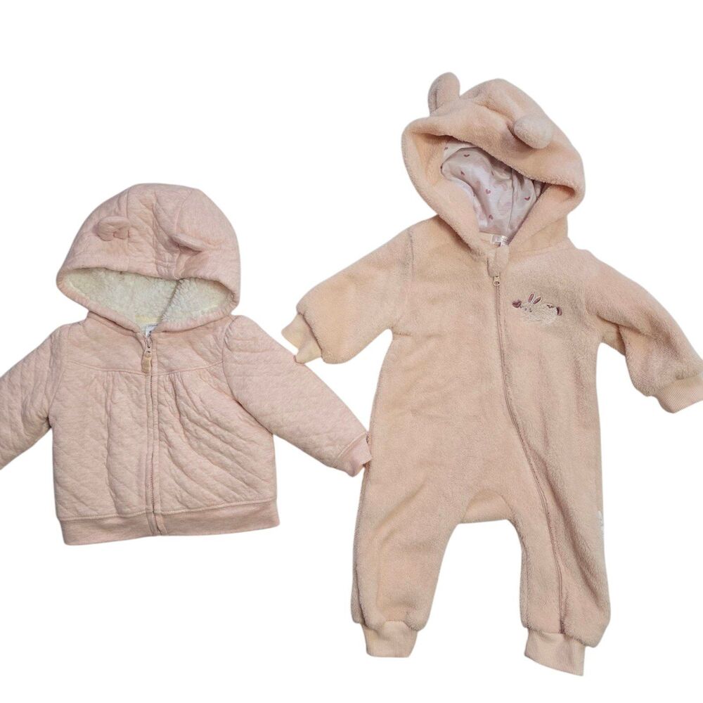 A bundle of 6-9 months girls hoodie and Bunny hooded suit